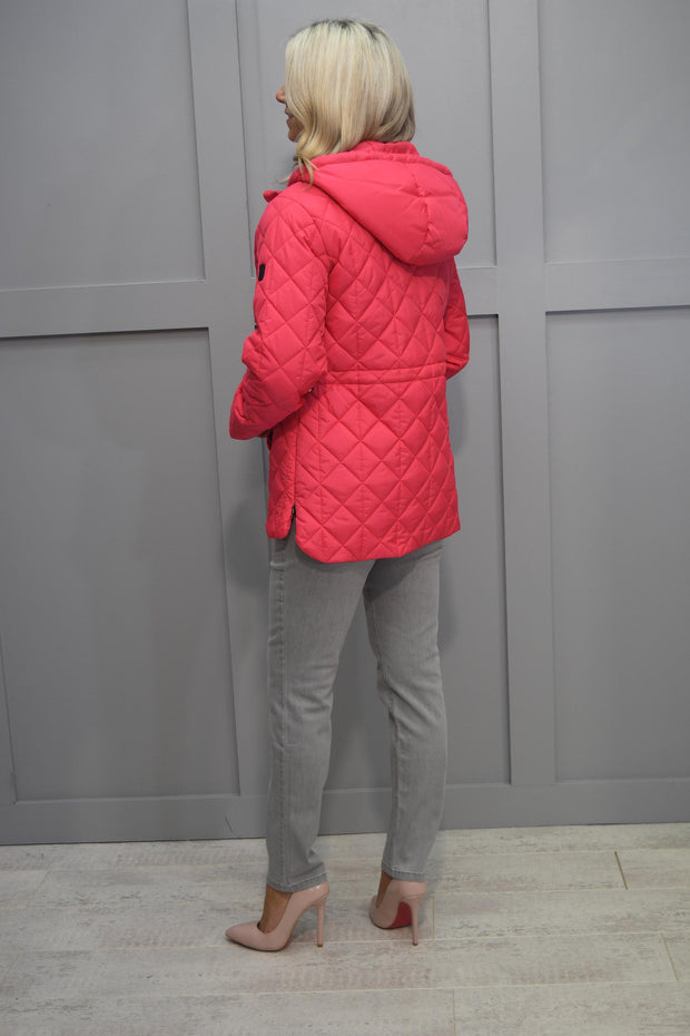 Etage Raspberry Quilted Padded Coat With Drawstring-241-1712-1452-0