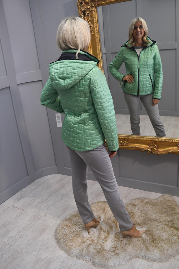 Barbara Lebek Green Quilted Coat with Hood-50530042