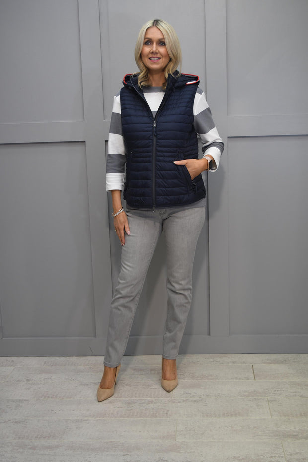 Betty Barclay Navy Padded Gilet With Hood-7617/2908 8538