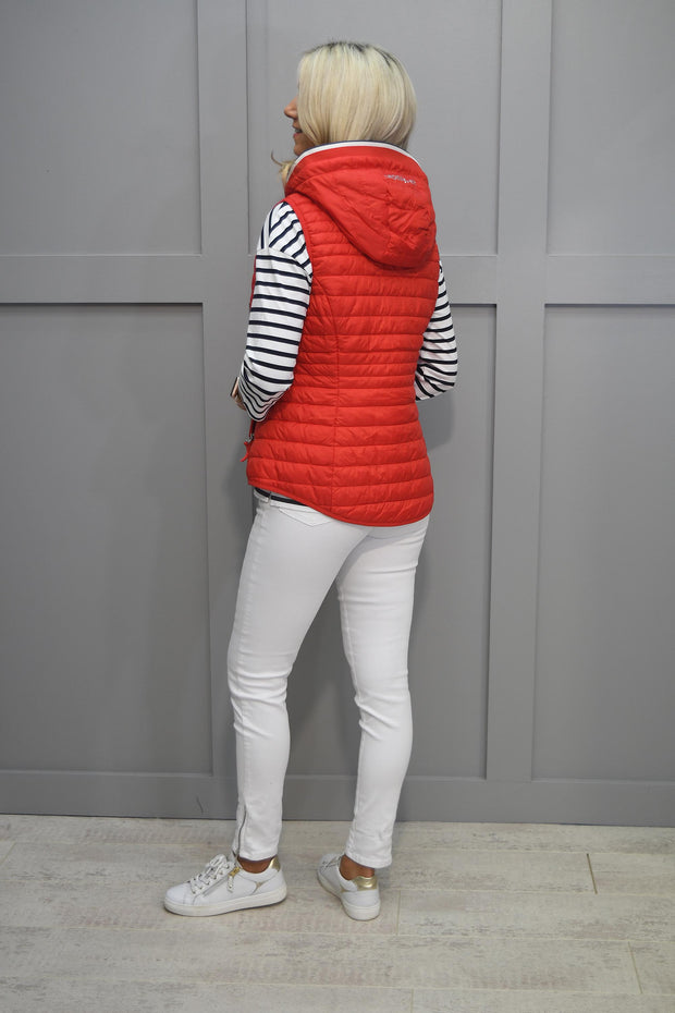 Betty Barclay Bright Red Padded Gilet With Hood-7617/2908