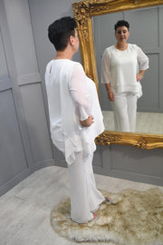 Godske White Trouser Suit With Diamante Detail-14346 4086 1200