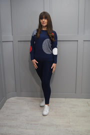 Marble Navy, Red & White Spot Sweater- 7461 103