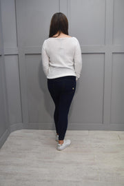 Monari Off-White Sparkle Fine Knit Sweater- 408423