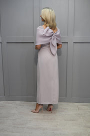 Couture Club Smoke Straight Dress With Bardot Bow Wrap & Pearl Detail-8G153TRI0P280