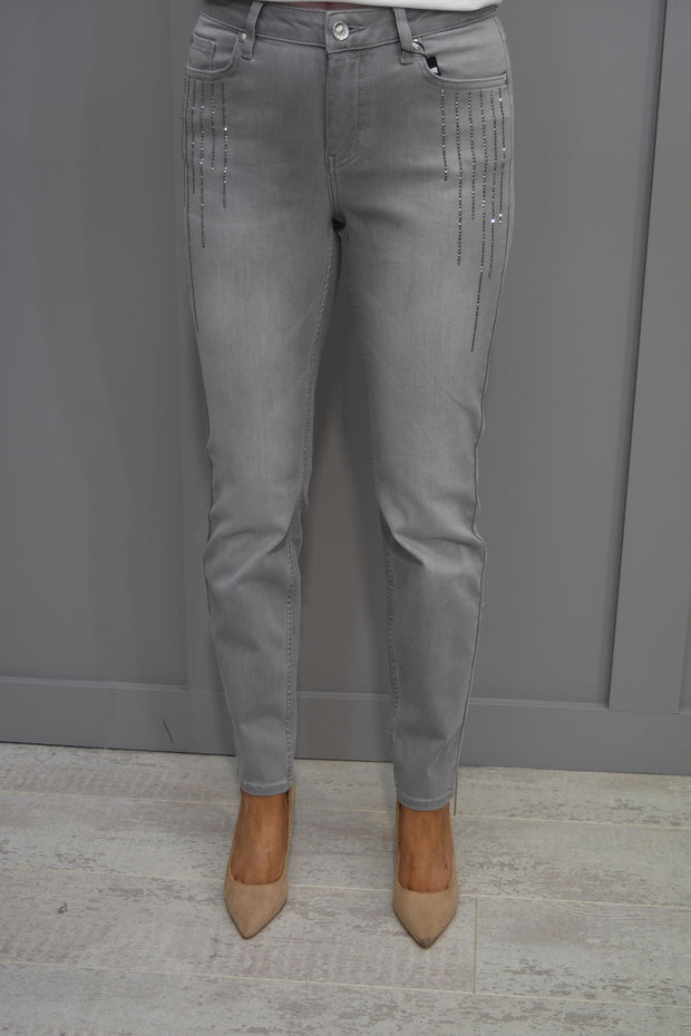 Monari Grey Jeans With Diamante Detail-408302
