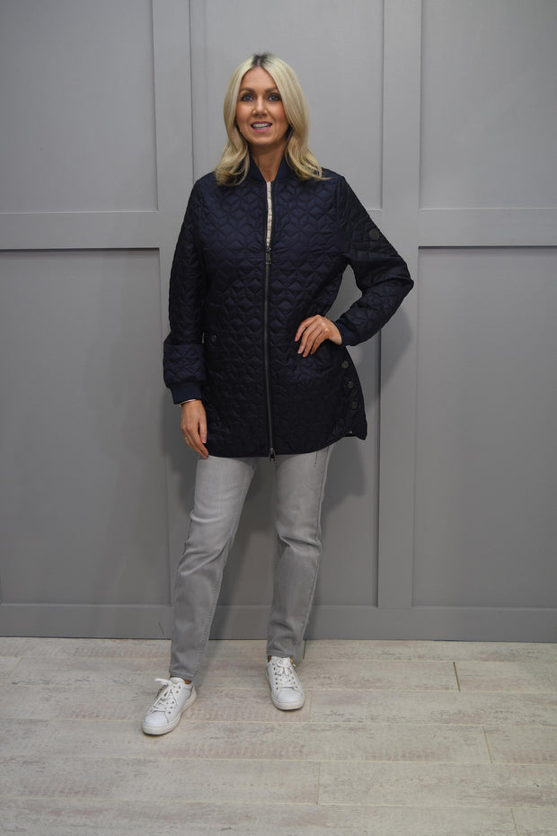 Barbara Lebek Navy Quilted Jacket With Button Detail- 50540042