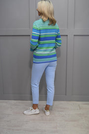 Rabe Blue, Green & Turquoise Stripe Knit Jumper-52-114600