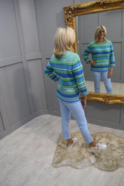 Rabe Blue, Green & Turquoise Stripe Knit Jumper-52-114600