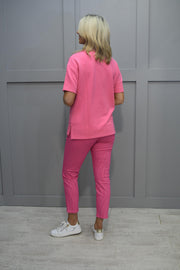 Barbara Lebek Pink Short Sleeve Zip-Up Jacket With Pockets -57020042