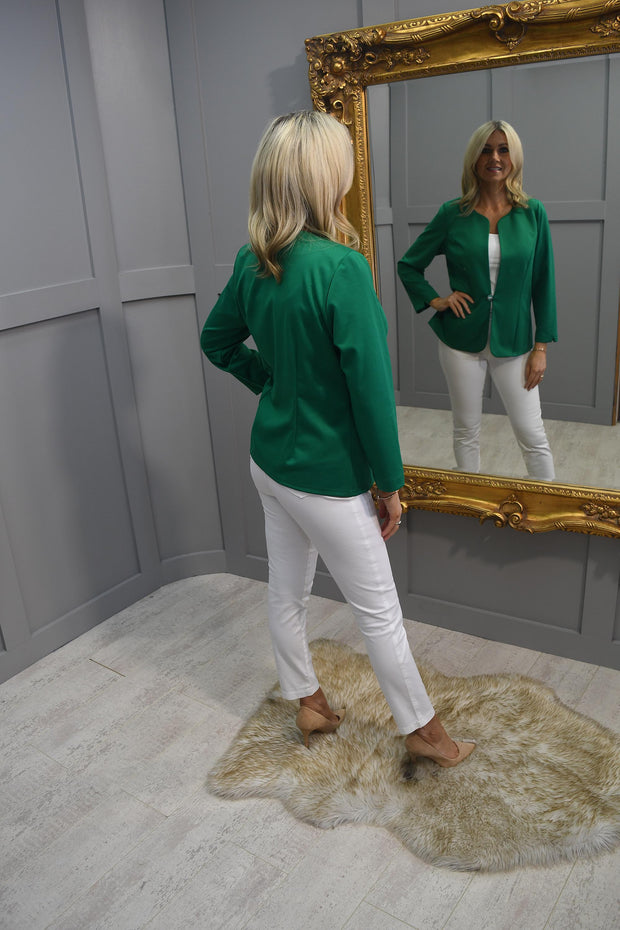 YEW Emerald Green Jacket with Silver Button - 1207 Bethany