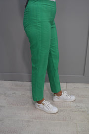 Robell Bella 09 Emerald Green Seersucker Trouser With Diamante Detail - 52642 54554 843