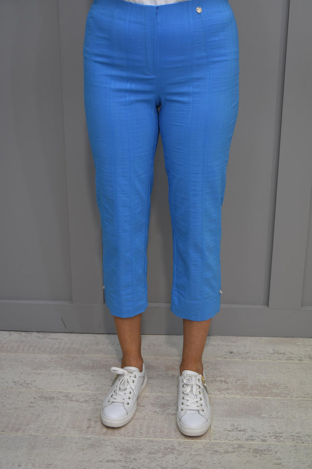 Robell Marie 07 Ocean Blue Seersucker Trouser With Diamante Detail - 51576 54554 601