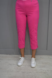 Robell Marie 07 Hot Pink Seersucker Trouser With Diamante Detail - 51576 54554 43