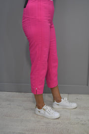 Robell Marie 07 Hot Pink Seersucker Trouser With Diamante Detail - 51576 54554 43