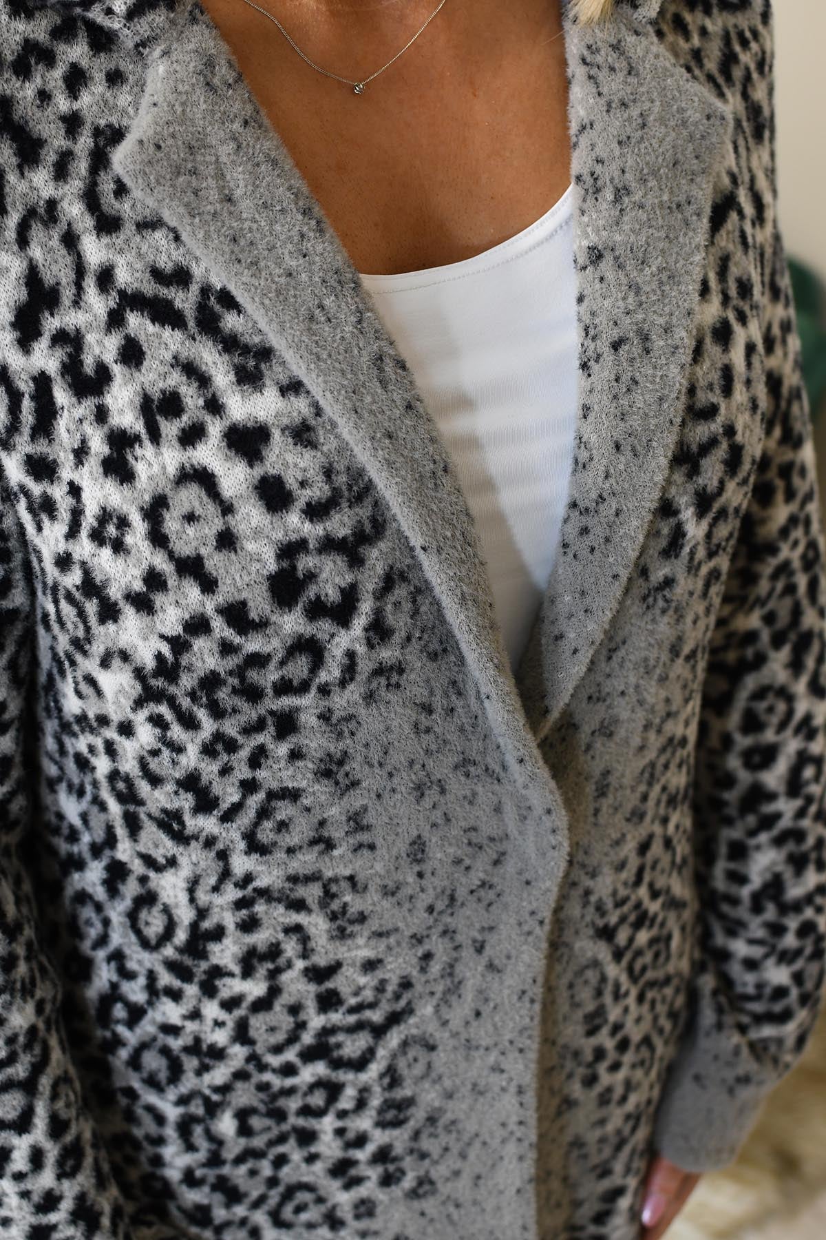 Monari Greige Leopard Print Cardigan| Style Boutique NI