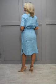 Barbara Lebek Turquoise Shirt Dress With Drawstring Waist-65200042