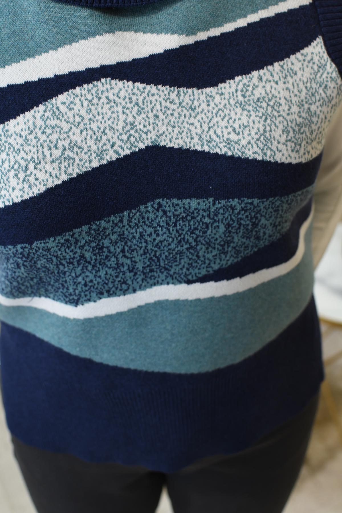 Marble Soft Teal Navy Sweater Vest| Style Boutique NI