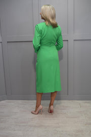 Coco Doll Lime Green V Neck Dress With Belt- 863 Jaz