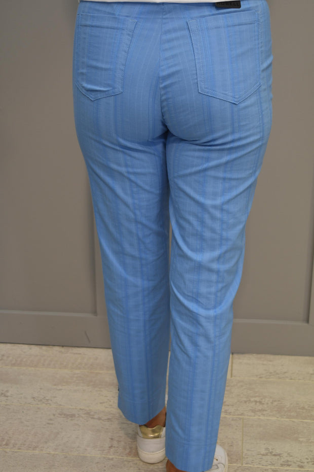 Robell Powder Blue Bella Seersucker Trousers - 52642 54554 60