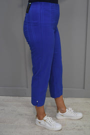 Robell Marie 07 Blue Seersucker Crop Trouser With Diamante Detail - 51576 54554 67