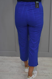 Robell Marie 07 Blue Seersucker Crop Trouser With Diamante Detail - 51576 54554 67