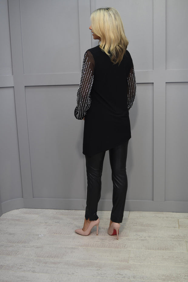 Joseph Ribkoff Black Puff Sleeve Flared Tunic Style 233117 main image 1