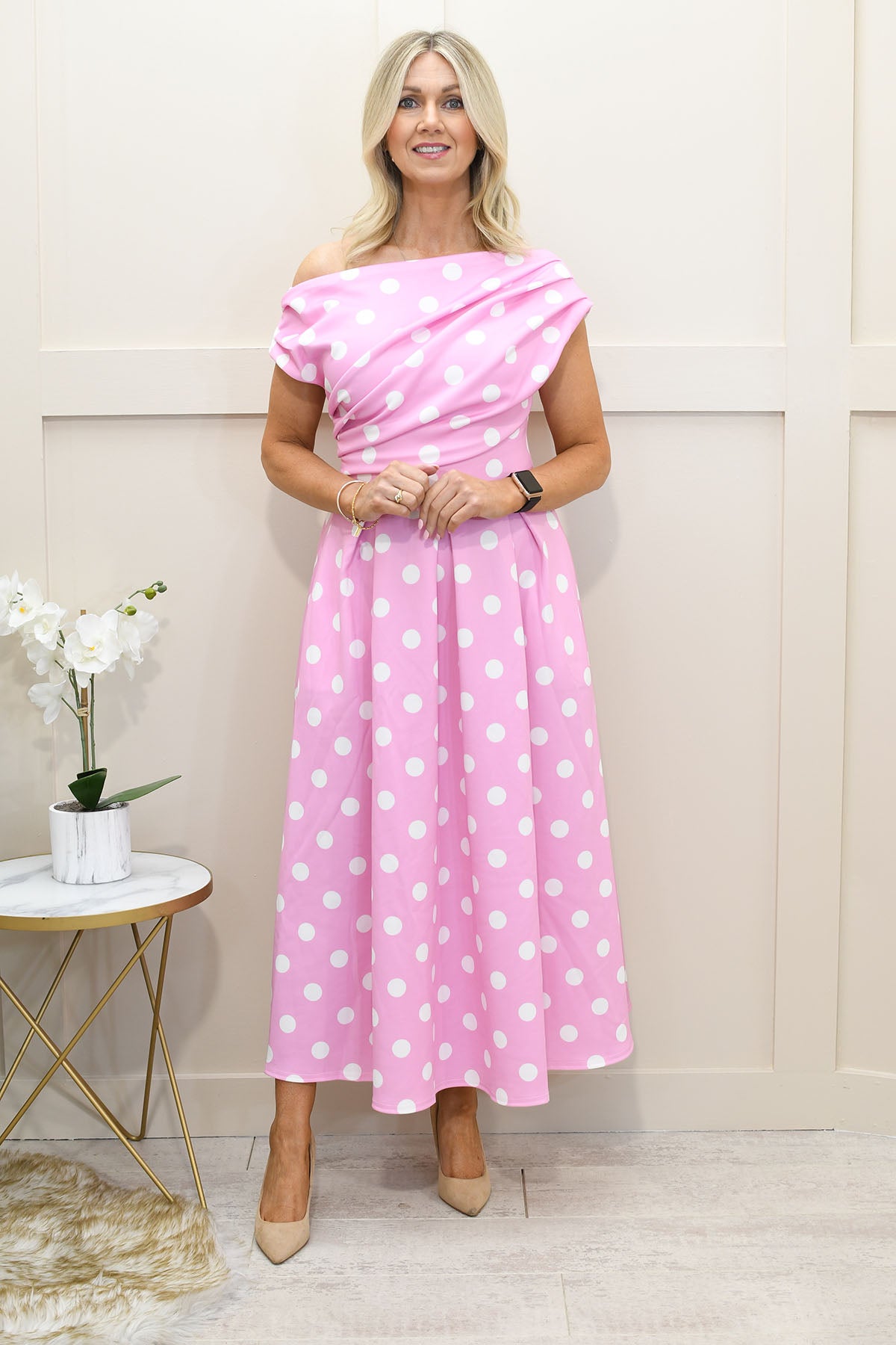 navy blue dress for baby girl Distinctive Charm Light Pink Satin Asymmetrical Midi Dress