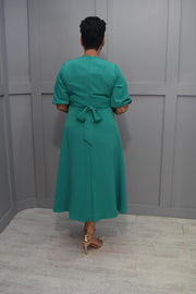 4603 Ella Boo Emerald Green V Neck A-Line Dress - 2243 21