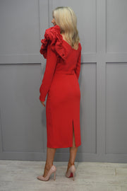 Carla Ruiz Red Dress Shoulder Bow Detail - 50035