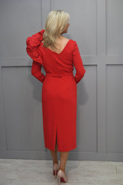Carla Ruiz Red Dress Shoulder Bow Detail - 50035