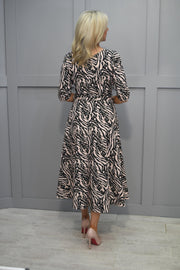 4606 Kate Cooper Black & Nude Animal Print Aline Dress with Belt- KCAW23155