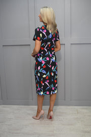 4618 Kate Cooper Black Multicolour Floral Print Dress with Tulip Sleeve- KCAW23156