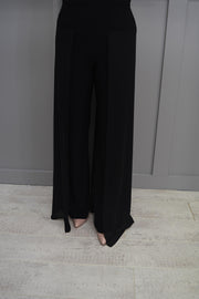Joseph Ribkoff Black Palazzo Style Trouser with Sheer Overlay- 233773 11