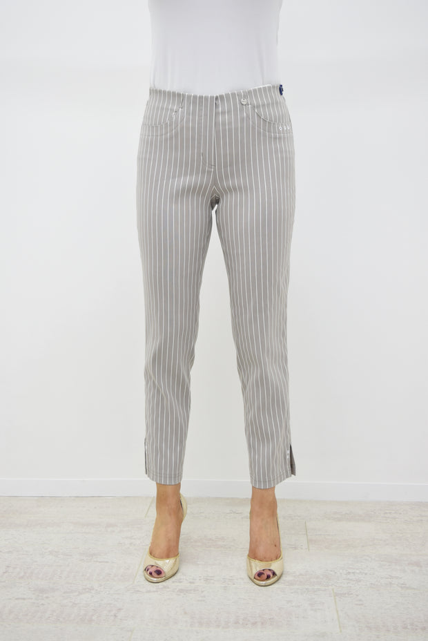 Robell Bella Taupe Pin Striped Trousers - 52483 54567 13