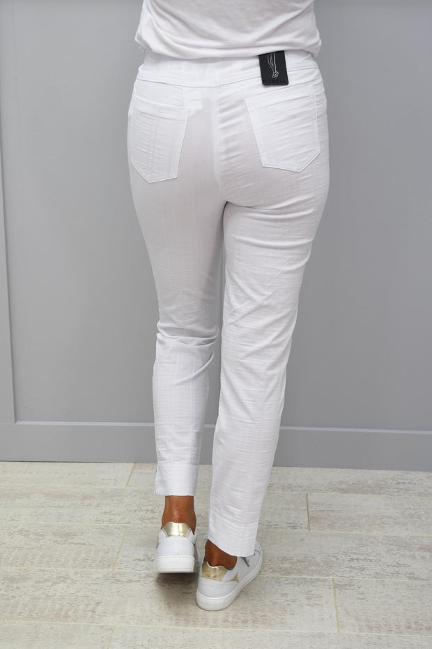 Robell White Stripe Bella Seersucker Trousers - 52642 54554 69