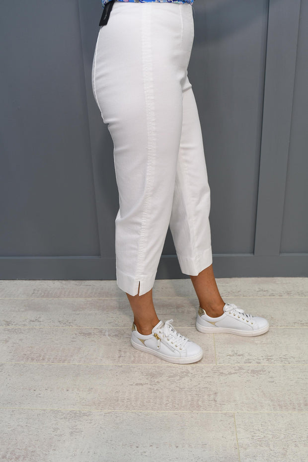 Robell Marie Denim White Jean Cropped Trousers - 51664 5448 10