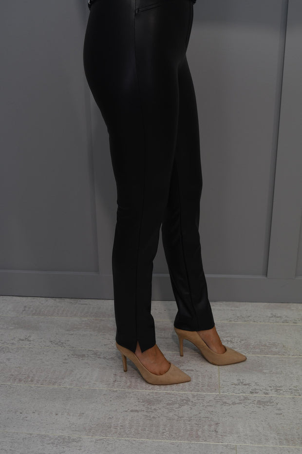 Robell Rose Black Slim Fit Leatherette Trousers 78cm - 52657 60042 90