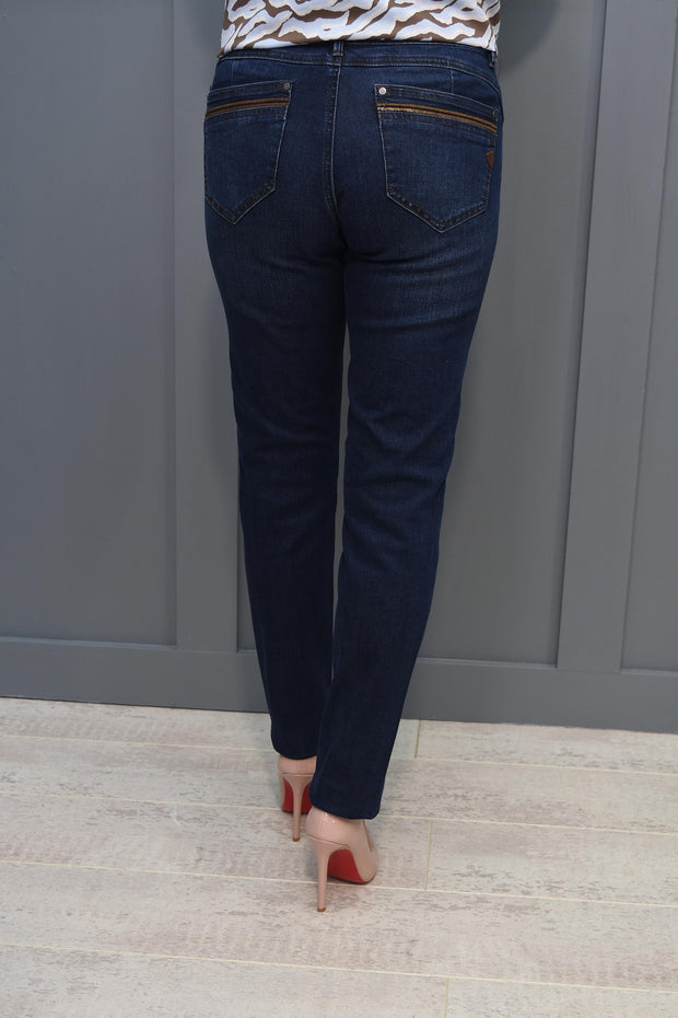 Cro Etage Straight Blue Jeans With Brown Detail - 6193 692 6569