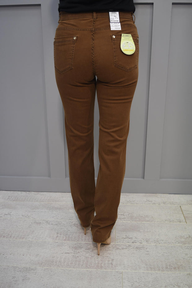 Zerres Gina Wellness Tan Brown Cotton Jeans - 1207 572 028