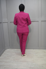Via Veneto Magenta Pink Straight Trousers - Sarah