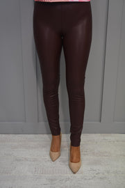 Robell Enie Brown Faux Leather Trousers - 51471 60042 29