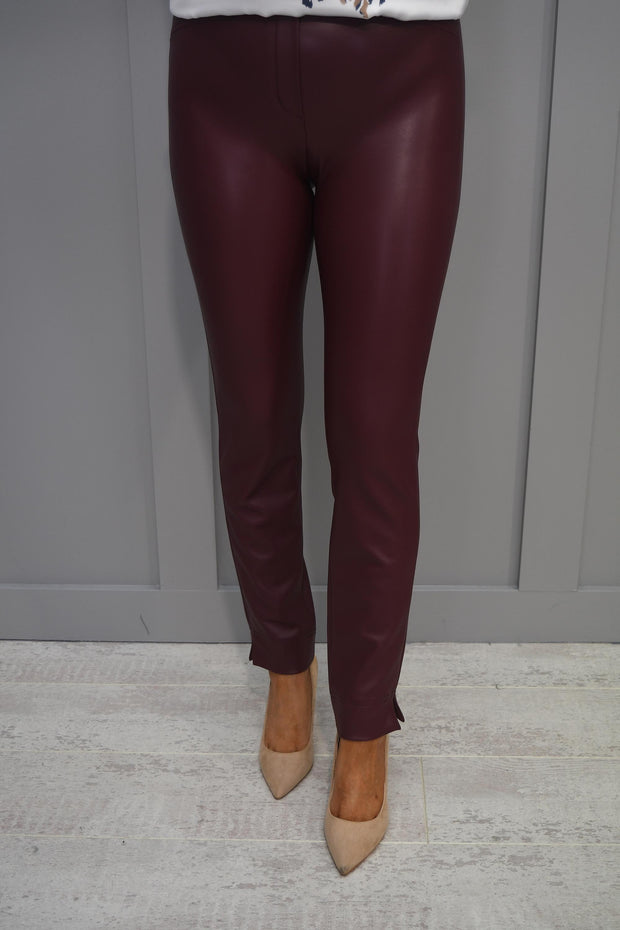 Robell Rose Cranberry Slim Fit Leatherette Trousers 78cm - 52657 60042 49