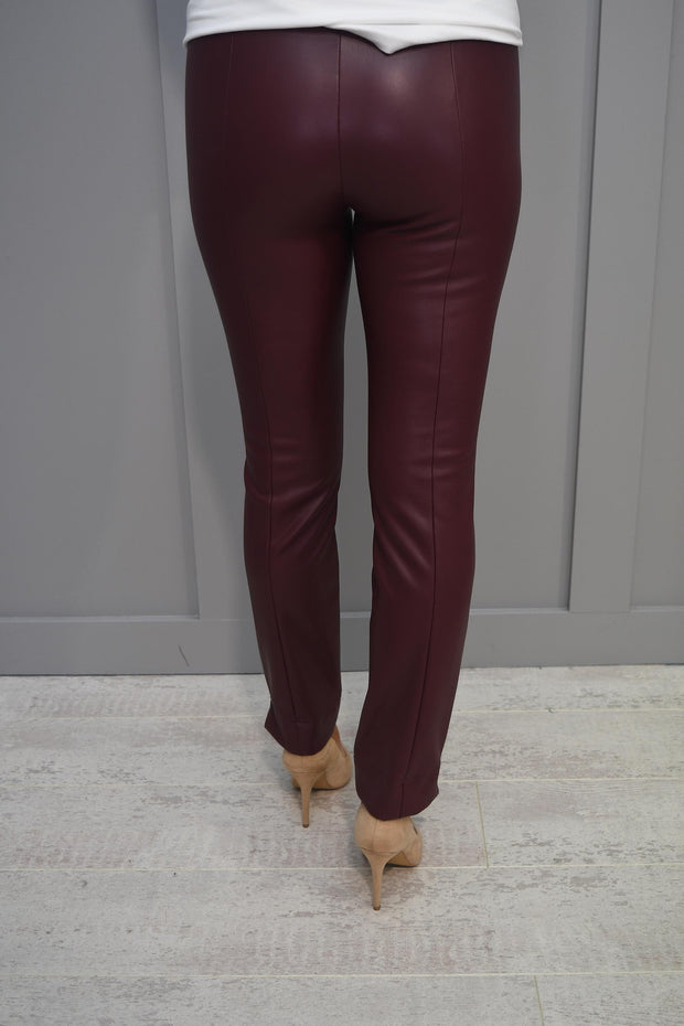 Robell Rose Cranberry Slim Fit Leatherette Trousers 78cm - 52657 60042 49
