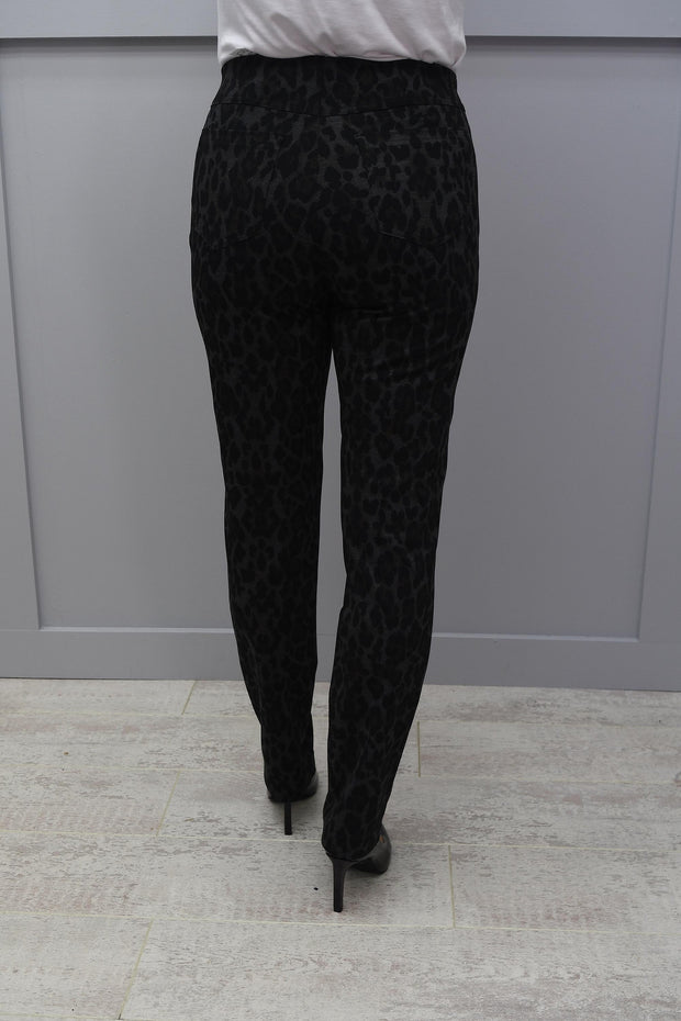 Robell Black Bella Trousers Leopard With Rust Detail - 52564 54948 99
