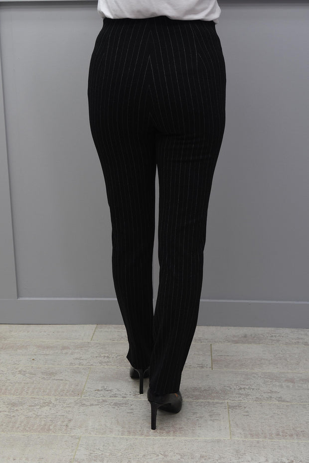 Robell Mimi Black Striped White Trousers & Zipped Pockets - 52476 54788 90