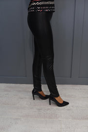 Robell Enie Black Faux Leather Trousers