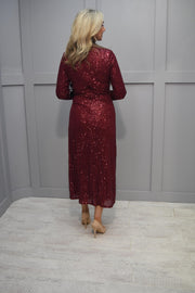 Marc Angelo Wine Sequin Dress With Wrap Effect - MA81046