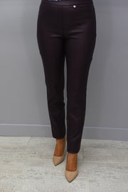 Robell Rose Burgundy Slim Fit Leatherette Trousers - 51462 54344 58