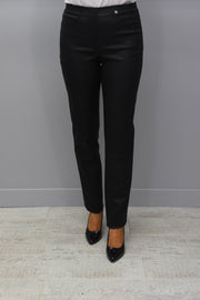 Robell Bella Black Faux Leather Full Length Trousers - 51559 54344 90