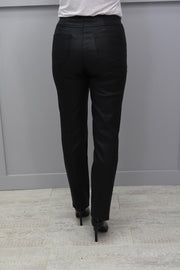 Robell Bella Black faux Leather Full Length Trousers - 51559 54344 90